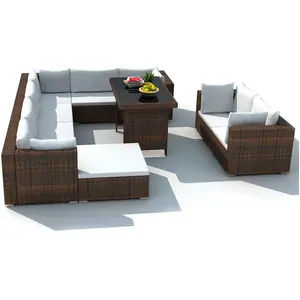 vidaXL 10-tlg. Garten-Lounge-Set mit Auflagen Poly Rattan Braun günstig