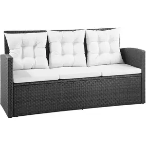 vidaXL 5-tlg. Garten-Lounge-Set mit Auflagen Poly Rattan Schwarz günstig