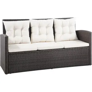 vidaXL 5-tlg. Garten-Lounge-Set mit Auflagen Poly Rattan Braun günstig
