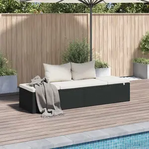 vidaXL Gartenbett Schwarz 195×60 cm Poly Rattan günstig
