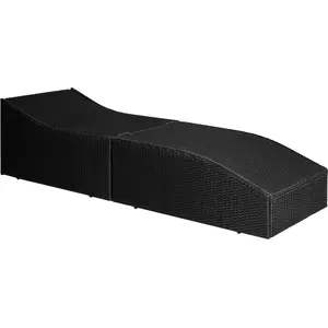 vidaXL Sonnenliege mit Polsterauflage Poly Rattan Schwarz günstig