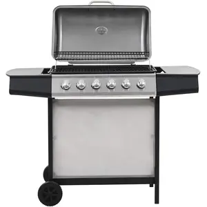 vidaXL Gasgrill mit 6 Flammen Edelstahl Silbern günstig