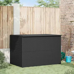 vidaXL Garden-Auflagenbox Schwarz 150x100x100 cm Poly Rattan günstig