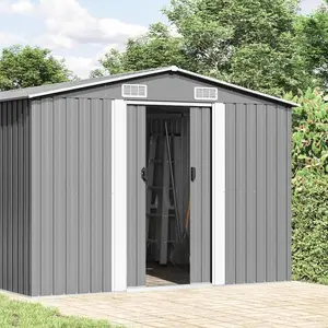 vidaXL Gerätehaus 257x580x181 cm Metall Grau günstig