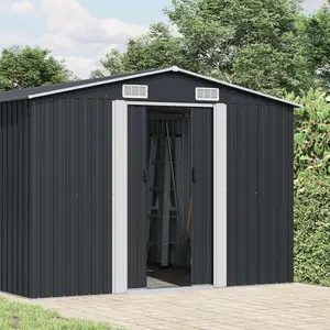 vidaXL Gerätehaus 257x580x181 cm Metall Anthrazit günstig