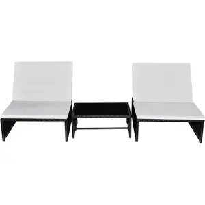vidaXL Outdoor-Lehnstühle 2 Stk. mit Tisch Schwarz Poly-Rattan günstig