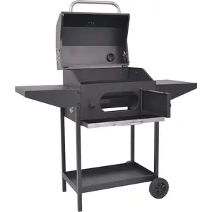 vidaXL Holzkohlegrill Smoker mit Ablage Schwarz günstig