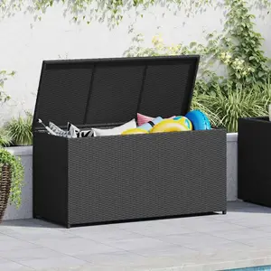 vidaXL Garten-Auflagenbox Schwarz 120x50x60 cm Poly Rattan günstig