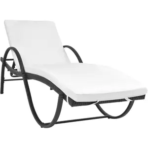 vidaXL Sonnenliege mit Auflage & Tisch Poly Rattan Schwarz günstig