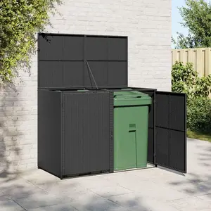 vidaXL Mülltonnenbox für 2 Tonnen Poly Rattan Schwarz 148x80x111 cm günstig