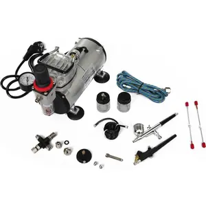 vidaXL Airbrush Profi Komplett-Set mit 2 Pistolen günstig