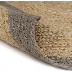 vidaXL Teppich Handgefertigt Jute mit Grauem Rand 90 cm günstig