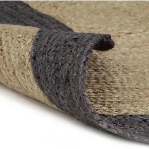vidaXL Teppich Handgefertigt Jute mit Dunkelgrauem Rand 90 cm günstig