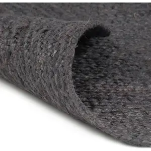 vidaXL Teppich Handgefertigt Jute Rund 150 cm Dunkelgrau günstig