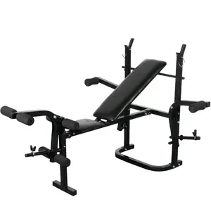 vidaXL Trainingsbank mit Ablage, Langhantel und Kurzhantel Set 30,5 kg