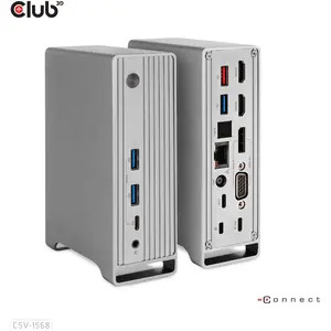 Club 3D CSV-1568 (USB-C, 13 Ports), Dockingstation + USB Hub, Silber, Weiss
