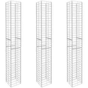 vidaXL Gartenzaun Gabionenkörbe 3 Stk. Verzinkter Stahl 25 x 25 x 197 ... günstig
