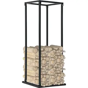 vidaXL Brennholzregal mit Boden Schwarz 37 x 37 x 113 cm Stahl günstig