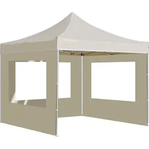 vidaXL Profi-Partyzelt Faltbar mit Wänden Aluminium 3x3 m Creme günstig