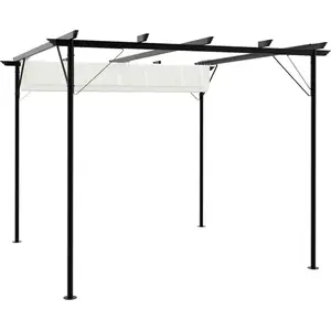 vidaXL Pergola mit Versenkbarem Dach Cremeweiß 3x3 m Stahl günstig