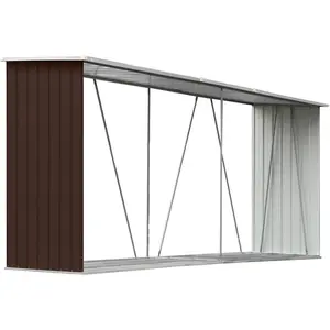 vidaXL Brennholzlager Verzinkter Stahl 330x84x152 cm Braun günstig