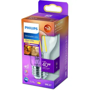 Philips Filament-Lampe, transparent, 40W A60 E27, 3,4 W, 40 W, E27, 470 lm, 25000 h, Warmes Glühen günstig