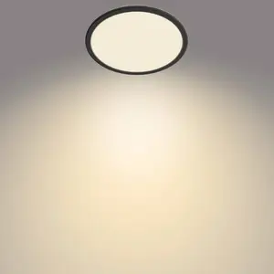 Philips SuperSlim LED-Deckenlampe, IP44, Ø 24,5 cm, schwarz