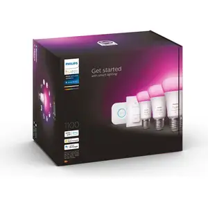 Philips Hue White & Color Starterset E27 mit 3 Lampen, Dimmer + Bridge günstig