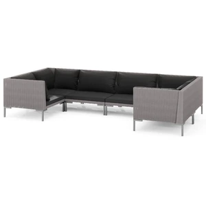 vidaXL 6-tlg. Garten-Lounge-Set mit Kissen Poly Rattan Dunkelgrau günstig