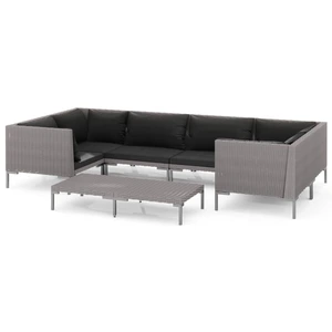 vidaXL 7-tlg. Garten-Lounge-Set mit Kissen Poly Rattan Dunkelgrau günstig