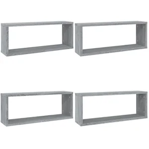 vidaXL Regal Würfelregale 4 Stk. Grau Sonoma 60x15x23 cm Holzwerkstoff, 4-tlg. günstig