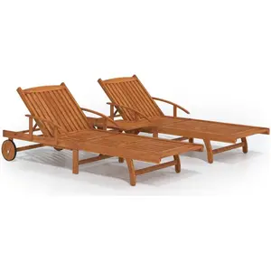 vidaXL Sonnenliegen 2 Stk. mit Tisch Massivholz Akazie günstig