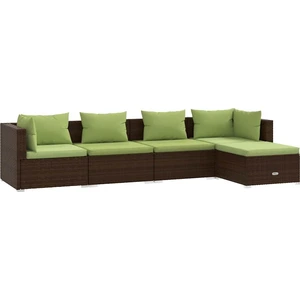 vidaXL 5-tlg. Garten-Lounge-Set mit Kissen Poly Rattan Braun günstig