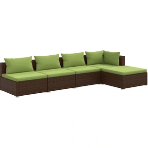 vidaXL 5-tlg. Garten-Lounge-Set mit Kissen Poly Rattan Braun günstig