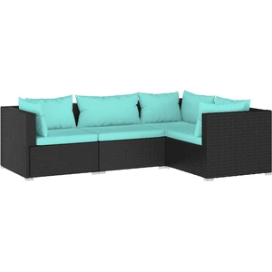 vidaXL 4-tlg. Garten-Lounge-Set mit Kissen Poly Rattan Schwarz günstig