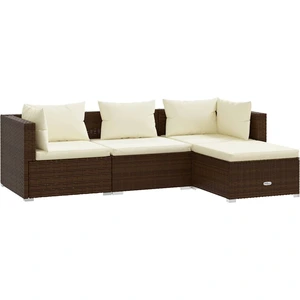 vidaXL 4-tlg. Garten-Lounge-Set mit Kissen Poly Rattan Braun günstig