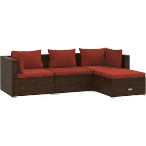 vidaXL 4-tlg. Garten-Lounge-Set mit Auflagen Poly Rattan Braun günstig