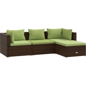 vidaXL 4-tlg. Garten-Lounge-Set mit Auflagen Poly Rattan Braun günstig