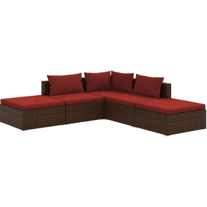vidaXL 5-tlg. Garten-Lounge-Set mit Kissen Poly Rattan Braun günstig
