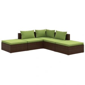 vidaXL 5-tlg. Garten-Lounge-Set mit Kissen Poly Rattan Braun günstig