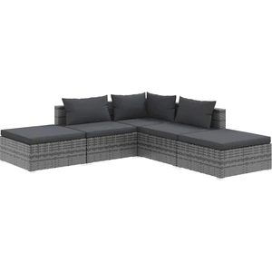 vidaXL 5-tlg. Garten-Lounge-Set mit Kissen Poly Rattan Grau günstig