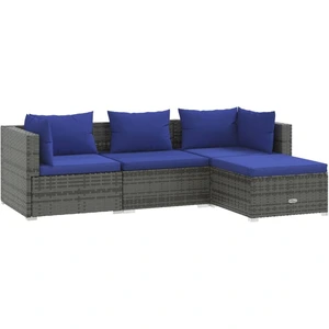 vidaXL 4-tlg. Garten-Lounge-Set mit Kissen Poly Rattan Grau günstig