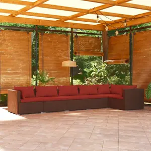 vidaXL 6-tlg. Garten-Lounge-Set mit Auflagen Poly Rattan Braun günstig