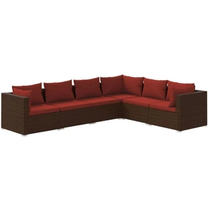 vidaXL 6-tlg. Garten-Lounge-Set mit Auflagen Poly Rattan Braun günstig
