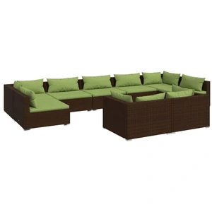 vidaXL 9-tlg. Garten-Lounge-Set mit Kissen Braun Poly Rattan günstig