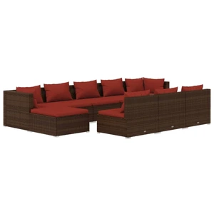 vidaXL 10-tlg. Garten-Lounge-Set mit Kissen Braun Poly Rattan günstig