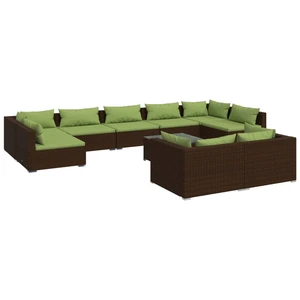 vidaXL 10-tlg. Garten-Lounge-Set mit Kissen Braun Poly Rattan günstig