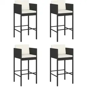 vidaXL Barhocker 4 Stk. mit Kissen Schwarz Poly Rattan günstig