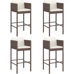 vidaXL Barhocker 4 Stk. mit Kissen Braun Poly Rattan günstig