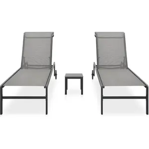 vidaXL Sonnenliegen 2 Stk. mit Tisch Textilene und Stahl günstig